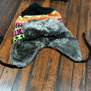 Vibrant Kids Winter Hat with Faux Fur